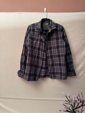 Cabela's Navy and Gray Plaid Button-Down Shirt